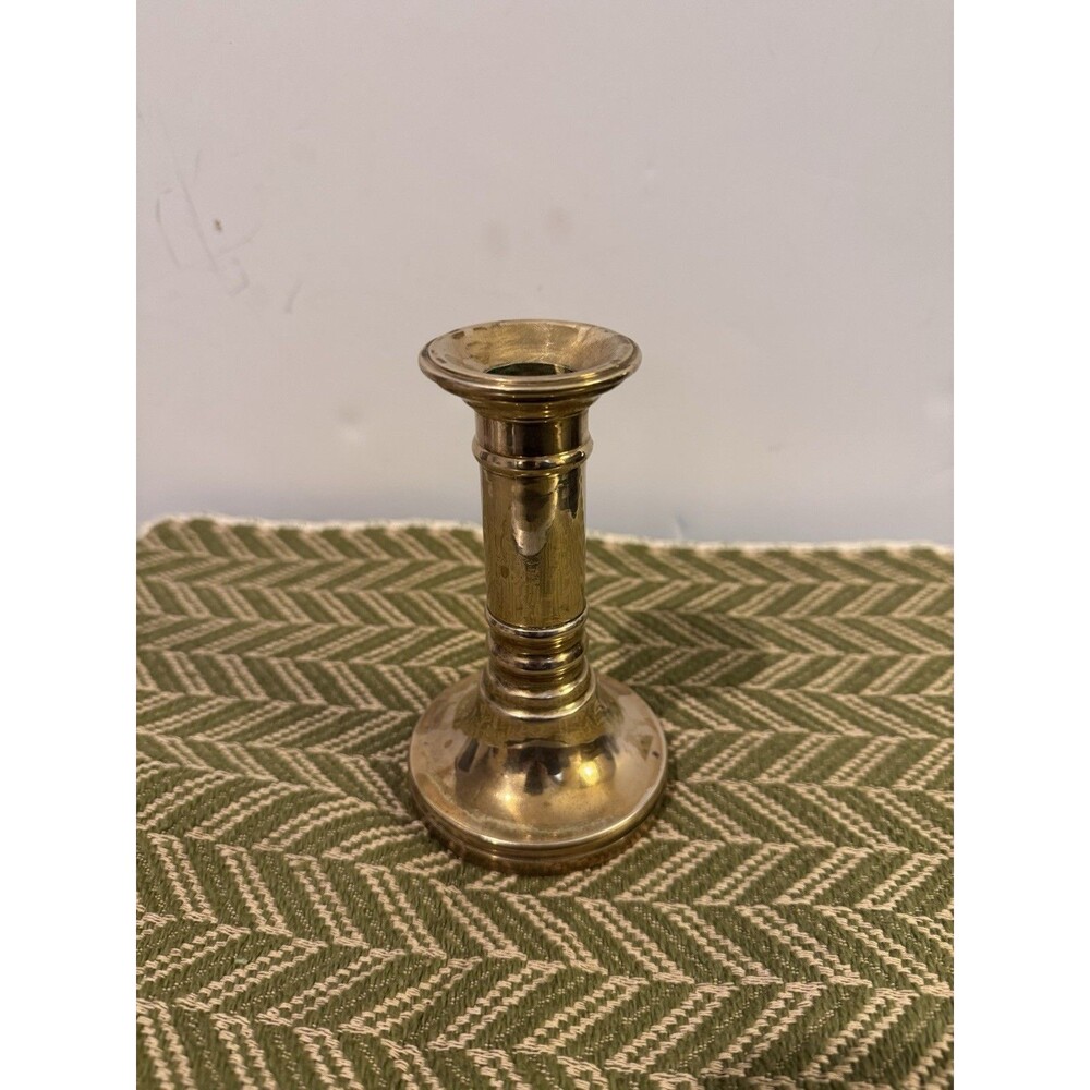 Brass Candlestick 5” Heavy Unbranded Single Vintage MCM Classic Traditional